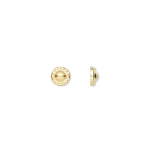 Rhinestud, gold-finished brass hot-fix, 6mm beaded flat round. Sold per ...