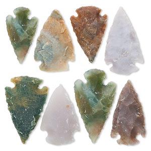 Focal, fancy jasper (natural), 1- to 1-1/2 inch hand-knapped arrowhead, B- grade, Mohs hardness 6-1/2 to 7. Sold per pkg of 8.