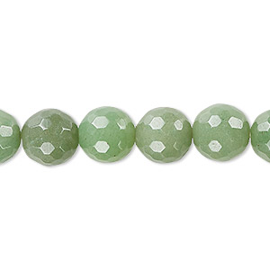 Bead, green aventurine (natural), light to medium, 10mm faceted round, B grade, Mohs hardness 7. Sold per 15-1/2&quot; to 16&quot; strand.
