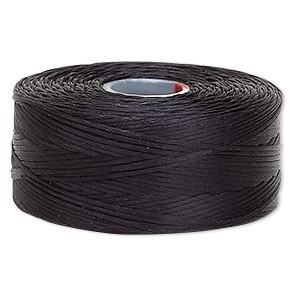 Thread, C-Lon&reg;, nylon, black, size D. Sold per pkg of (2) 78-yard bobbins.