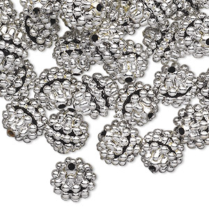 Button cover, imitation nickel-plated brass, 18mm round. Sold per pkg of  20. - Fire Mountain Gems and Beads
