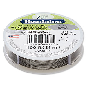 Wire, Beadalon&reg;, nylon and stainless steel, bright, 7 strand, 0.018-inch diameter. Sold per 100-foot spool.
