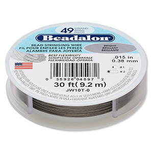 Wire, Beadalon&reg;, nylon and stainless steel, bright, 49 strand, 0.015-inch diameter. Sold per 30-foot spool.