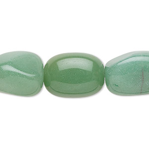 Bead, green aventurine (natural), light to medium, large tumbled nugget, Mohs hardness 7. Sold per 15-1/2&quot; to 16&quot; strand.