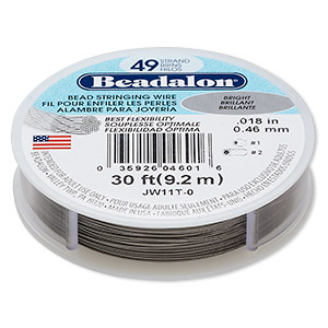 Wire, Beadalon&reg;, nylon and stainless steel, bright, 49 strand, 0.018-inch diameter. Sold per 30-foot spool.