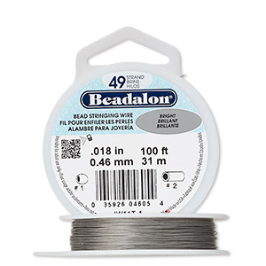 Wire, Beadalon&reg;, nylon and stainless steel, bright, 49 strand, 0.018-inch diameter. Sold per 100-foot spool.