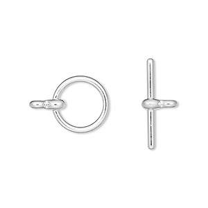 Clasp, toggle, silver-plated 