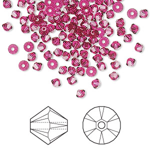 Bead, Crystal Passions&reg;, ruby, 3mm bicone (5328). Sold per pkg of 144 (1 gross).