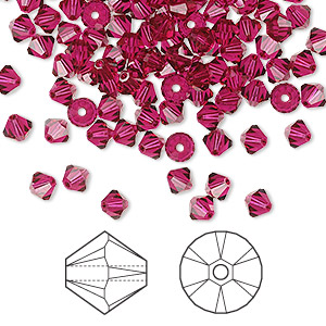 Bead, Crystal Passions&reg;, ruby, 4mm bicone (5328). Sold per pkg of 144 (1 gross).