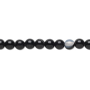 Bead, black agate (dyed), 4mm round, B grade, Mohs hardness 6-1/2 to 7. Sold per 15-1/2&quot; to 16&quot; strand.