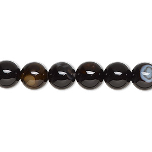 Bead, black agate (dyed), 8mm round, B grade, Mohs hardness 6-1/2 to 7. Sold per 15-1/2&quot; to 16&quot; strand.