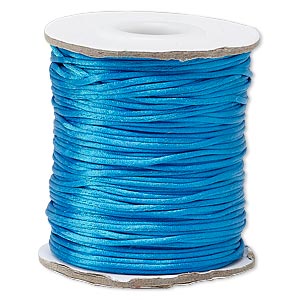 Cord, Satinique&#153;, satin, dark turquoise blue, 1mm mini. Sold per 200-foot spool.