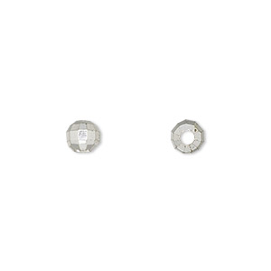 Bead, silver-finished brass, 5mm faceted round. Sold per pkg of 24.