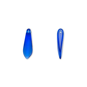 Bead, Czech pressed glass, cobalt, 15.5x5mm top-drilled dagger. Sold per 15-1/2&quot; to 16&quot; strand, approximately 135-150 beads.