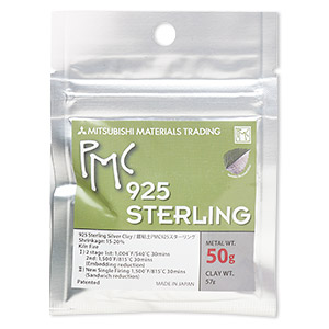 PMC Sterling&reg; Precious Metal Clay, high strength sterling silver. Sold per 50-gram pkg.