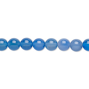 Bead, blue agate (dyed), 6mm round, B grade, Mohs hardness 6-1/2 to 7. Sold per 15-1/2&quot; to 16&quot; strand.