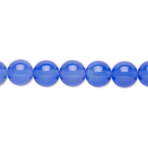 Bead, blue agate (dyed), 4mm round, B grade, Mohs hardness 6-1/2 to 7 ...