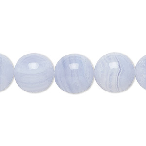 Bead, blue lace agate (natural), 12mm round, B grade, Mohs hardness 6-1/2 to 7. Sold per 15-1/2&quot; to 16&quot; strand.