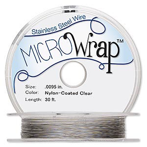 Wire, MICROWrap&#153;, nylon-coated stainless steel, clear, 1 strand, 0.0095-inch diameter. Sold per 30-foot spool.
