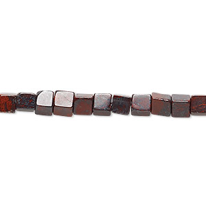 Bead, brecciated jasper (natural), 4x4mm cube, B grade, Mohs hardness 6-1/2 to 7. Sold per 15-1/2&quot; to 16&quot; strand.