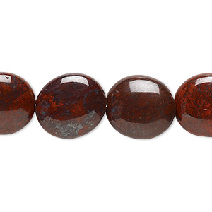 Bead, brecciated jasper (natural), 16x14mm flat oval, B grade, Mohs hardness 6-1/2 to 7. Sold per 15-1/2&quot; to 16&quot; strand.