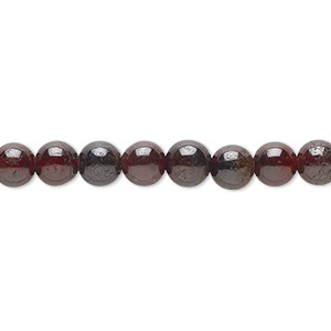 Bead, garnet (dyed), 6-7mm round, C- grade, Mohs hardness 7 to 7-1/2. Sold per 15-inch strand.
