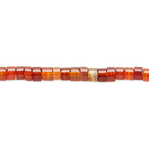Bead, carnelian (dyed / heated), 4x2mm hand-cut heishi, C grade, Mohs hardness 6-1/2 to 7. Sold per 15-1/2&quot; to 16&quot; strand.