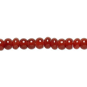 Bead, carnelian (dyed / heated), 6x4mm hand-cut rondelle, C grade, Mohs hardness 6-1/2 to 7. Sold per 15-1/2&quot; to 16&quot; strand.