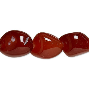 Bead, carnelian (dyed / heated), medium tumbled nugget, Mohs hardness 6-1/2 to 7. Sold per 15-1/2&quot; to 16&quot; strand.