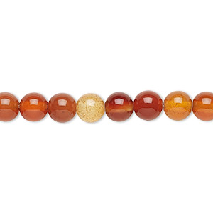 Bead, red agate (dyed / heated), 6mm round, B grade, Mohs hardness 6-1/2 to 7. Sold per 15-1/2&quot; to 16&quot; strand.
