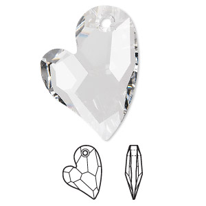 Focal, Crystal Passions&reg;, crystal clear, 36x26mm faceted asymmetrical heart pendant (6261). Sold individually.