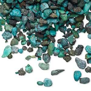 Inlay chip, turquoise (dyed / stabilized), mini undrilled chip, Mohs hardness 5 to 6. Sold per 50-gram pkg, approximately 550-700 pieces.