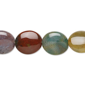 Bead, fancy jasper (natural), 14x12mm flat oval, B grade, Mohs hardness 6-1/2 to 7. Sold per 15-1/2&quot; to 16&quot; strand.