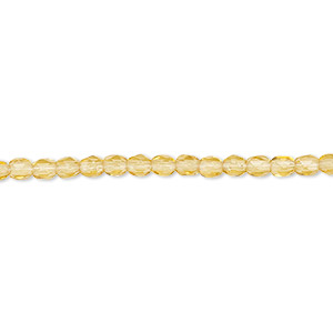 Bead, Czech fire-polished glass, honey, 3mm faceted round. Sold per 15-1/2&quot; to 16&quot; strand, approximately 130 beads.
