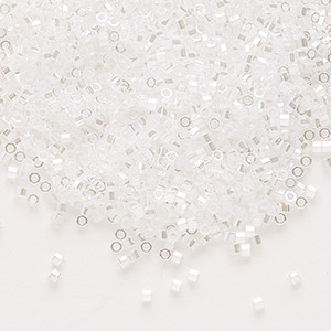 Seed bead, Delica&reg;, glass, transparent luster crystal clear, (DBC-0050), #11 cut. Sold per 7.5-gram pkg.