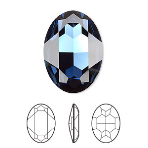 Embellishment, Crystal Passions&reg;, Montana, foil back, 30x22mm faceted oval fancy stone (4127). Sold individually.