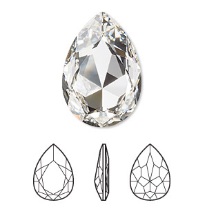 Embellishment, Crystal Passions&reg;, crystal clear, foil back, 30x20mm faceted pear fancy stone (4327). Sold individually.