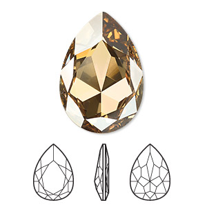 Embellishment, Crystal Passions&reg;, crystal golden shadow, foil back, 30x20mm faceted pear fancy stone (4327). Sold individually.