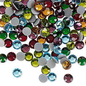 Flat back, hot-fix glass rhinestone, assorted colors, 4.6-4.8mm faceted round, SS20. Sold per pkg of 144 (1 gross).