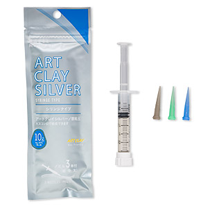 Art Clay&reg; Silver, low fire, slow dry formula, filled syringe with 3 tips. Sold per 10-gram syringe.