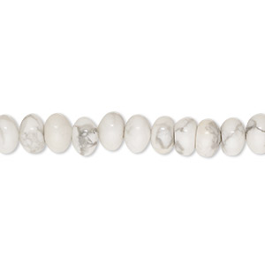 Bead, white howlite (natural), 6x4mm rondelle, B grade, Mohs hardness 3 to 3-1/2. Sold per 15-1/2&quot; to 16&quot; strand.