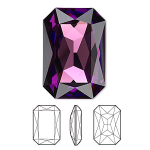 Embellishment, Crystal Passions&reg;, amethyst, foil back, 27x18.5mm faceted emerald-cut fancy stone (4627). Sold individually.