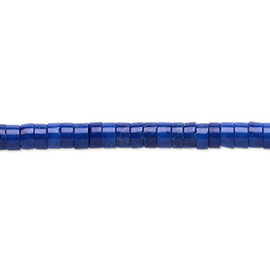 Bead, howlite (dyed), lapis blue, 4x2mm heishi, B grade, Mohs hardness 3 to 3-1/2. Sold per 15-1/2&quot; to 16&quot; strand.
