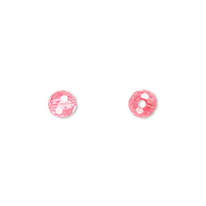 Bead, acrylic, pink, 6mm faceted round. Sold per 100-gram pkg, approximately 740-790 beads.