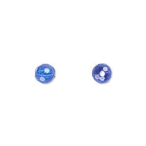 Bead, acrylic, blue, 6mm faceted round. Sold per 100-gram pkg, approximately 740-790 beads.