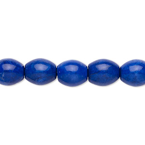 Bead, howlite (dyed), lapis blue, 10x8mm oval, B grade, Mohs hardness 3 to 3-1/2. Sold per 16-inch strand.
