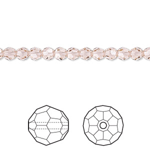 Bead, Crystal Passions&reg;, vintage rose, 4mm faceted round (5000). Sold per pkg of 144 (1 gross).