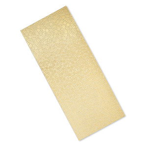 Sheet, brass, 6x2-1/2 inch single-sided rectangle with embossed small floral pattern, 24 gauge. Sold individually.