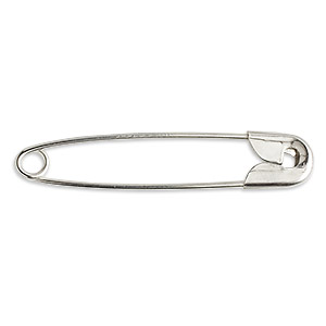 Safety pin, silver-finished steel, 1-3 