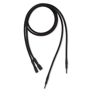 Necklace cord, silicone / velveteen / stainless steel, black, 3mm wide, 18 inches with snap closure. Sold per pkg of 2.